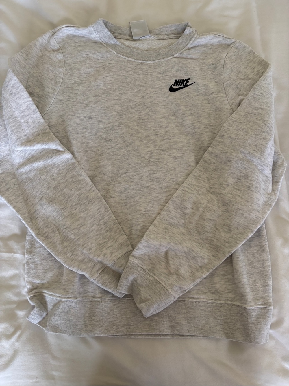 Nike Women's Heather Gray Crew Sweatshirt with Black Swoosh